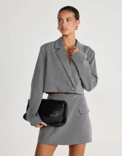 Waverly Cropped Blazer (Grey)*CHARCOAL CLOTHING New