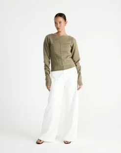 Wynter Long Sleeve Top (Dusty Olive)*CHARCOAL Clearance