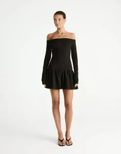 Yanna Long Sleeve Mini Dress (Black)*CHARCOAL Clearance
