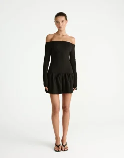 Yanna Long Sleeve Mini Dress (Black)*CHARCOAL Clearance