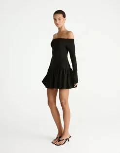 Yanna Long Sleeve Mini Dress (Black)*CHARCOAL Clearance