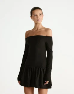 Yanna Long Sleeve Mini Dress (Black)*CHARCOAL Clearance