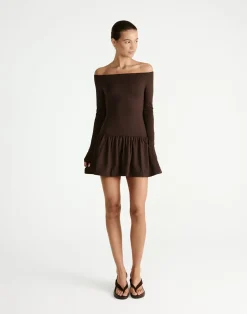 Yanna Long Sleeve Mini Dress (Chocolate)*CHARCOAL Clearance