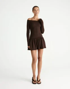 Yanna Long Sleeve Mini Dress (Chocolate)*CHARCOAL Clearance