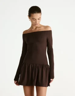 Yanna Long Sleeve Mini Dress (Chocolate)*CHARCOAL Clearance