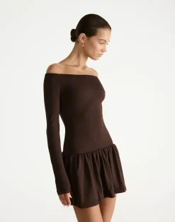 Yanna Long Sleeve Mini Dress (Chocolate)*CHARCOAL Clearance