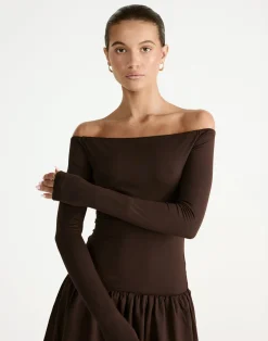 Yanna Long Sleeve Mini Dress (Chocolate)*CHARCOAL Clearance
