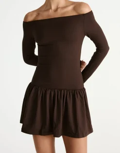 Yanna Long Sleeve Mini Dress (Chocolate)*CHARCOAL Clearance